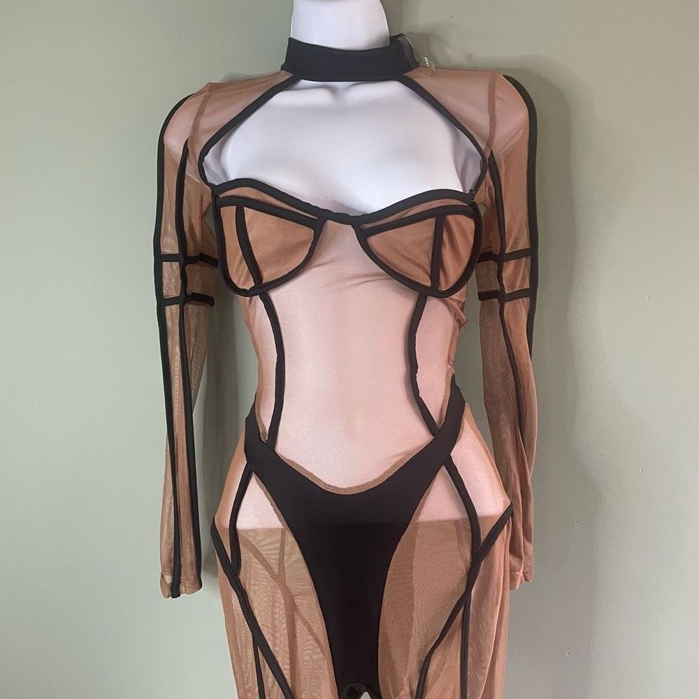 Queen Mania Sheer Bodysuit Cutout Choker Jumpsuit Romper